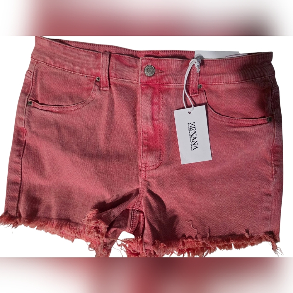 Zenana Outfitters Rose Pink Distressed Jean Shorts